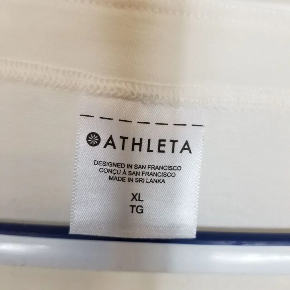 Athleta Women's Cool‎ Down Drawstring Hem Boat Neck Top Sz XL Magnolia White